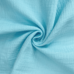Ткань Муслин Жатый (Ширина 1,4м), цвет Небесно-голубой (на отрез) в Лыткарино